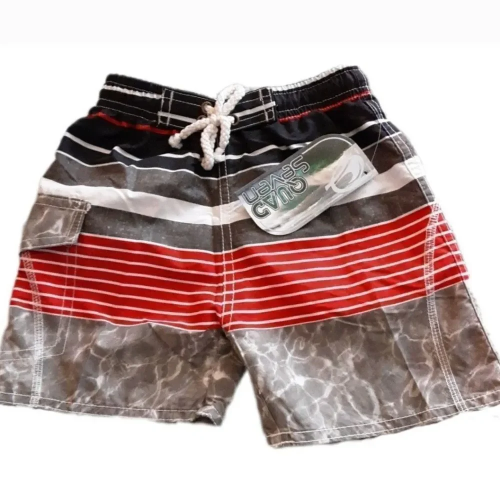 Quad Seven Swim Trunks Baby Colorblock Stripe Mesh Lining NWT Infant Siz…‎